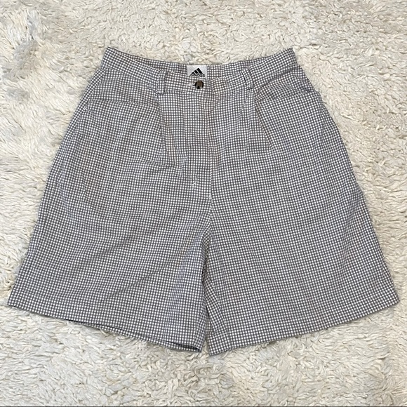 Adidas Golf Shorts Women's 8 Gray Check Bermuda Athleisure Hiking Walking Sport - Picture 1 of 7